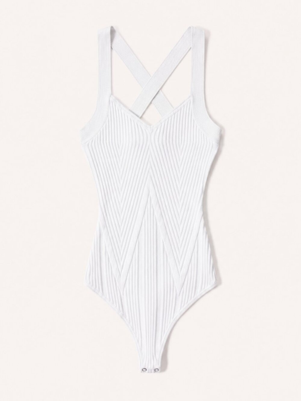 NWOT Abercrombie & Fitch Sweetheart Cross-Back Knit Bodysuit, white, size small